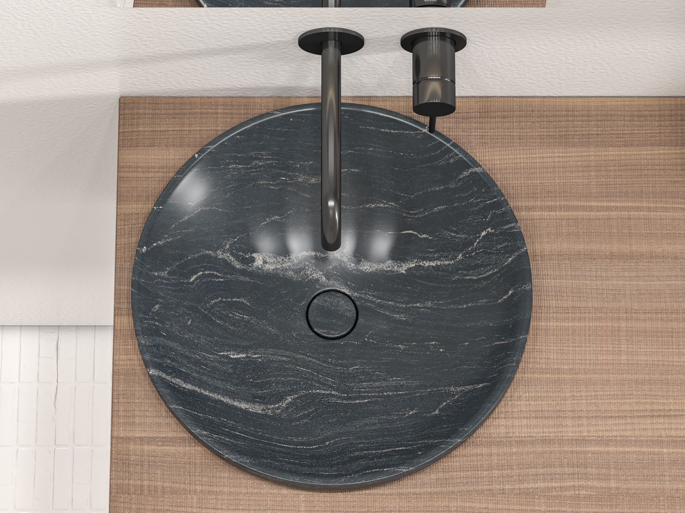 ARC Semi-inset round marble washbasin 3D model_4