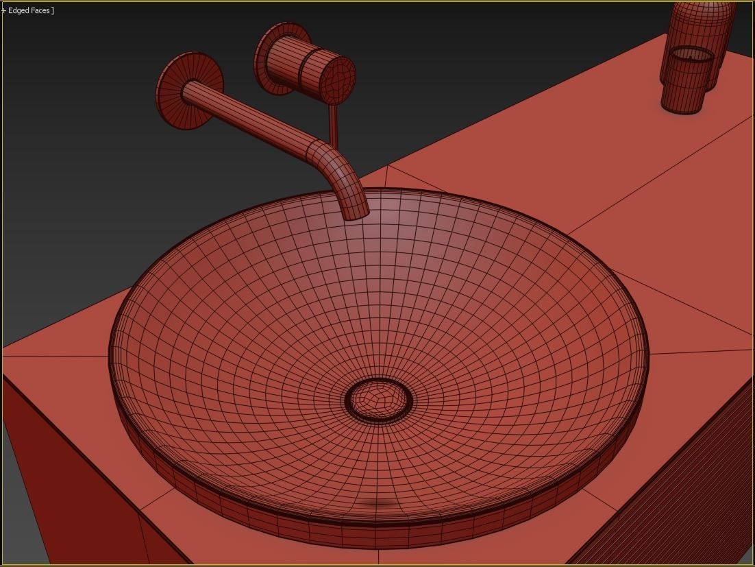 ARC Semi-inset round marble washbasin 3D model_9