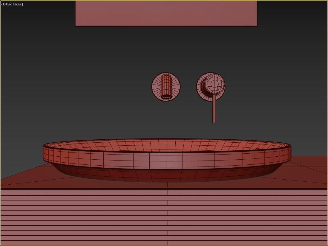 ARC Semi-inset round marble washbasin 3D model_15