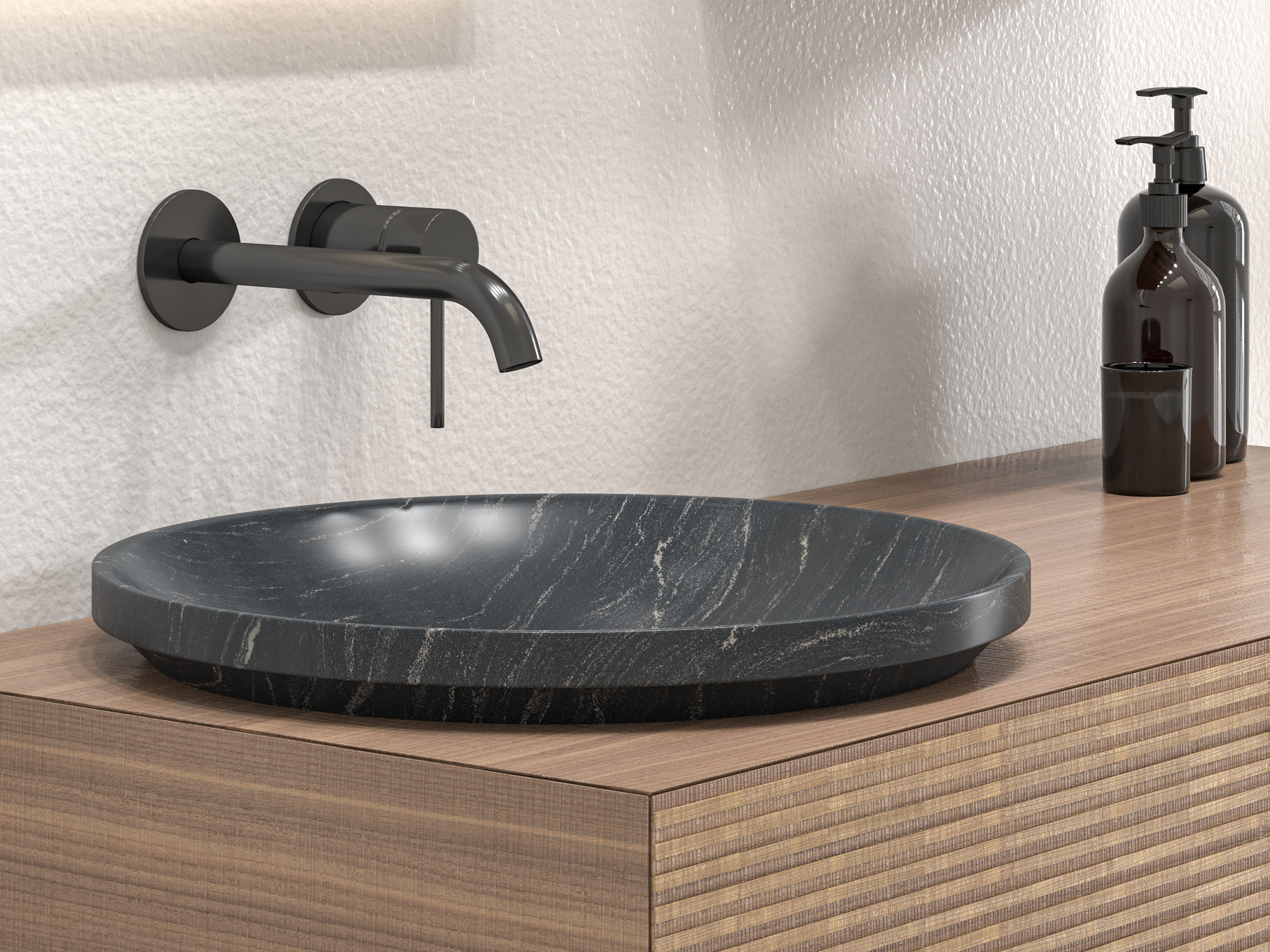 ARC Semi-inset round marble washbasin 3D model_7