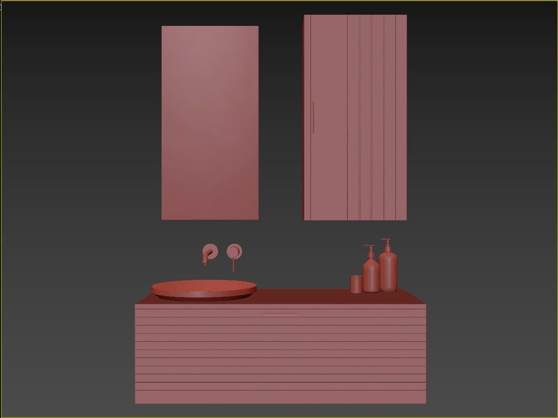 ARC Semi-inset round marble washbasin 3D model_14