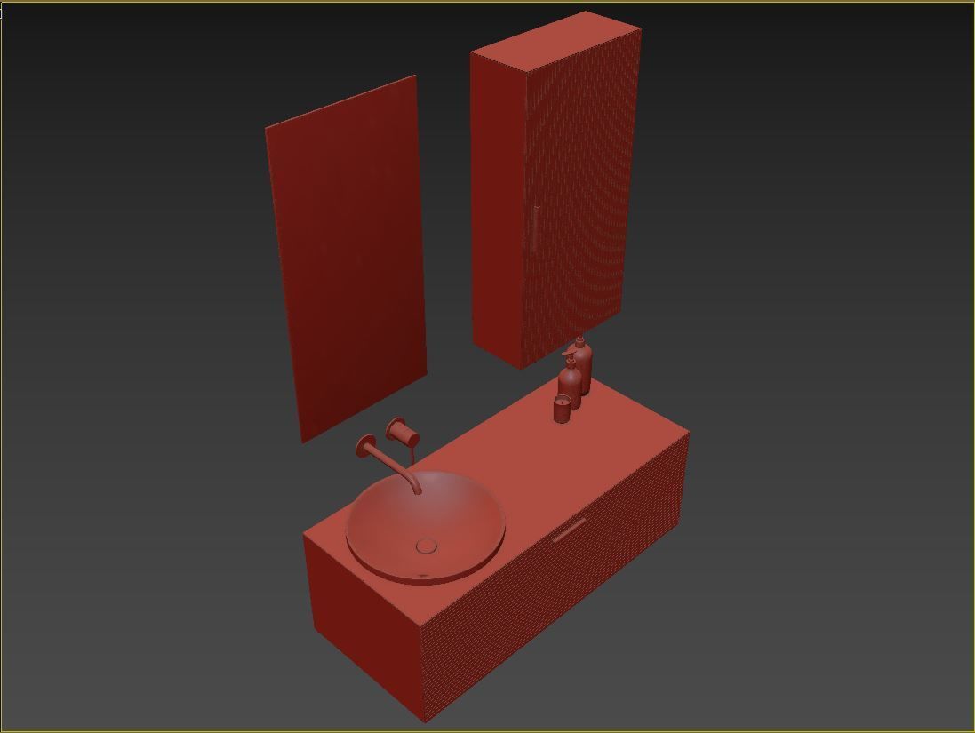 ARC Semi-inset round marble washbasin 3D model_10