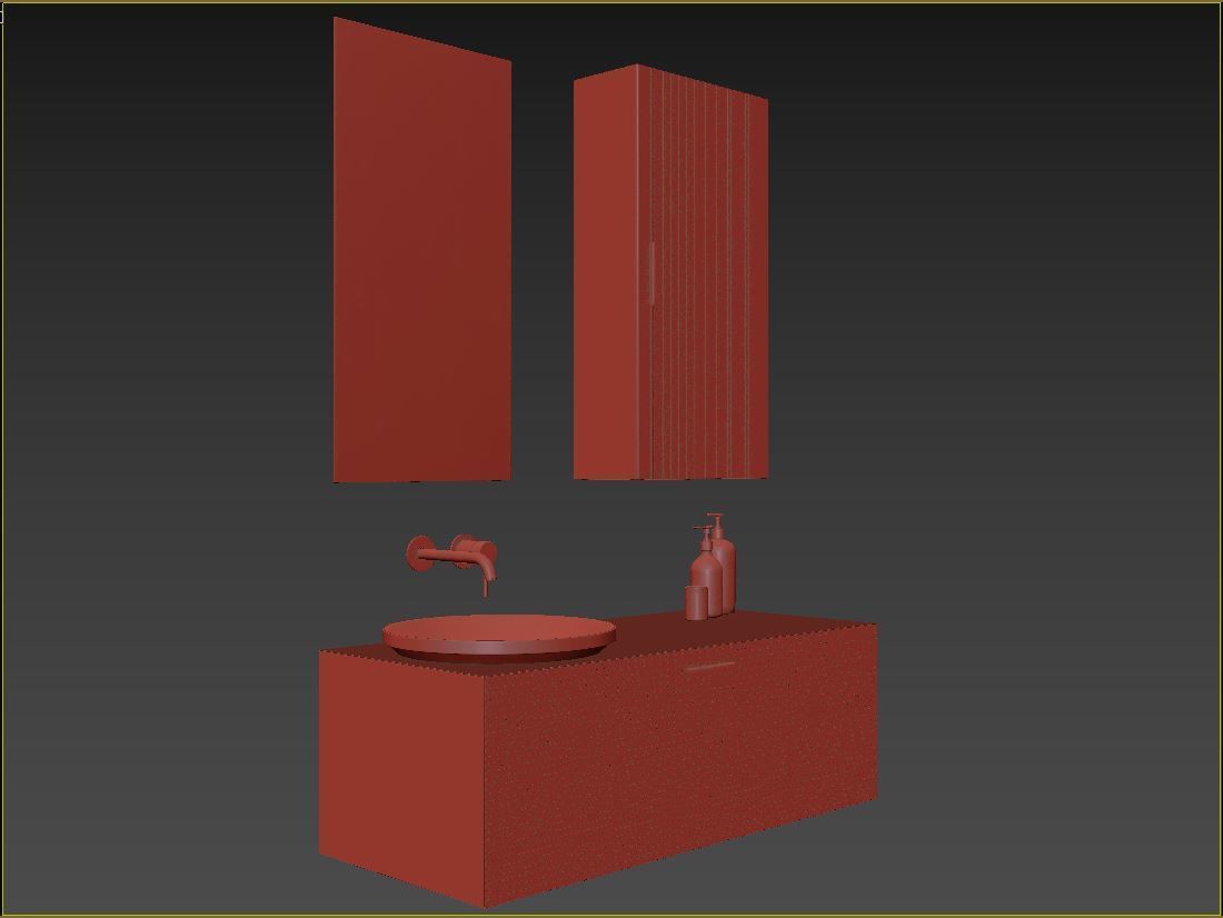 ARC Semi-inset round marble washbasin 3D model_13