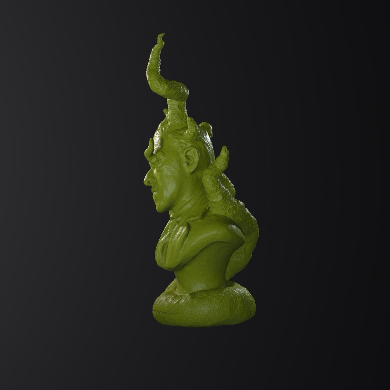 H P Lovecraft Eldritch bust for 3D printing 3D print model_3