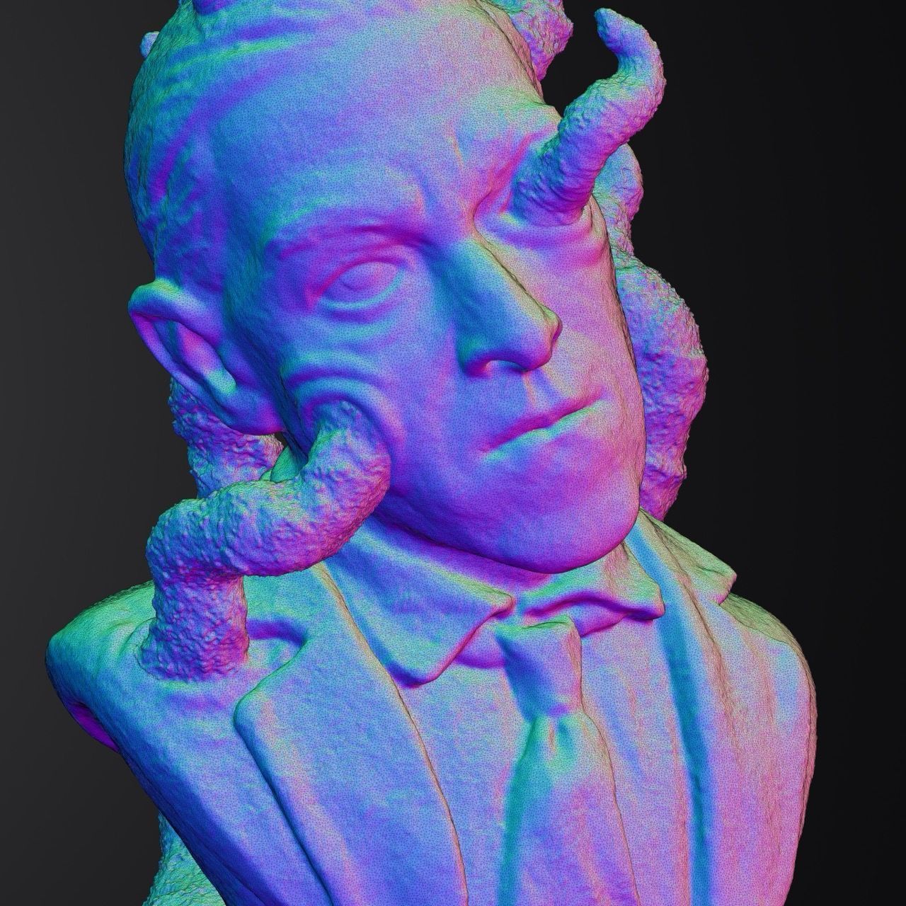 H P Lovecraft Eldritch bust for 3D printing 3D print model_7