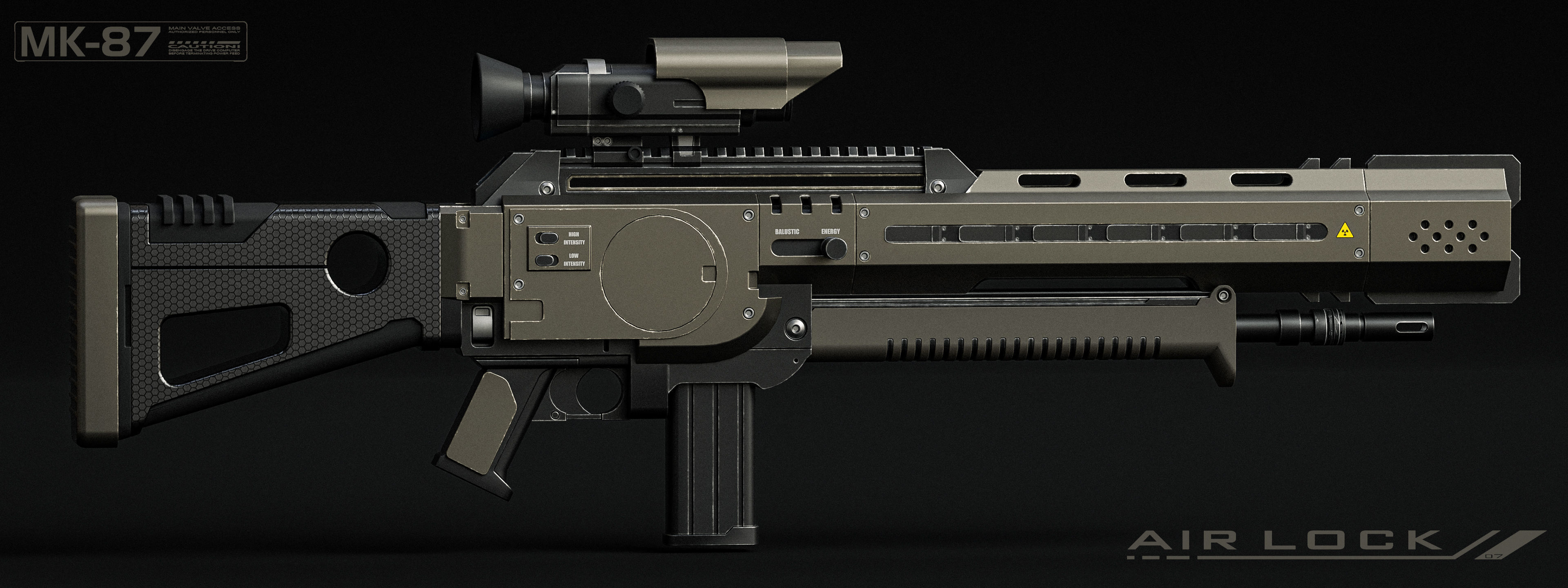 Sci-Fi Assault Rifle 3D model_2