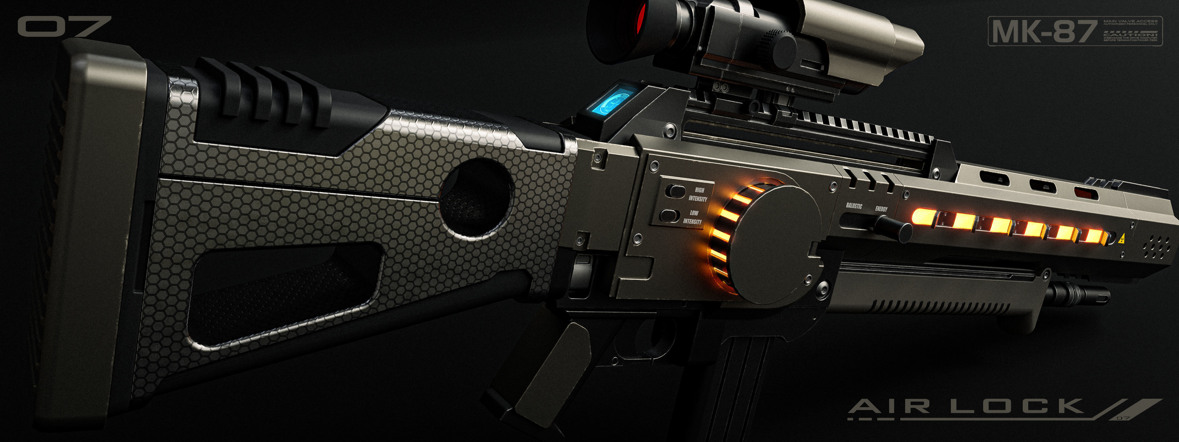 Sci-Fi Assault Rifle 3D model_5