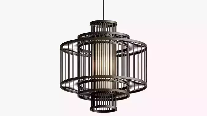 Decatur Single Light Wood Pendant 3D model