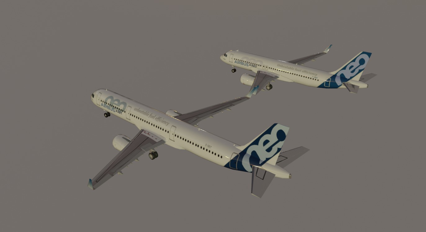 Airbus a320neo and airbus a321neo combo lowpoly Low-poly 3D model_11