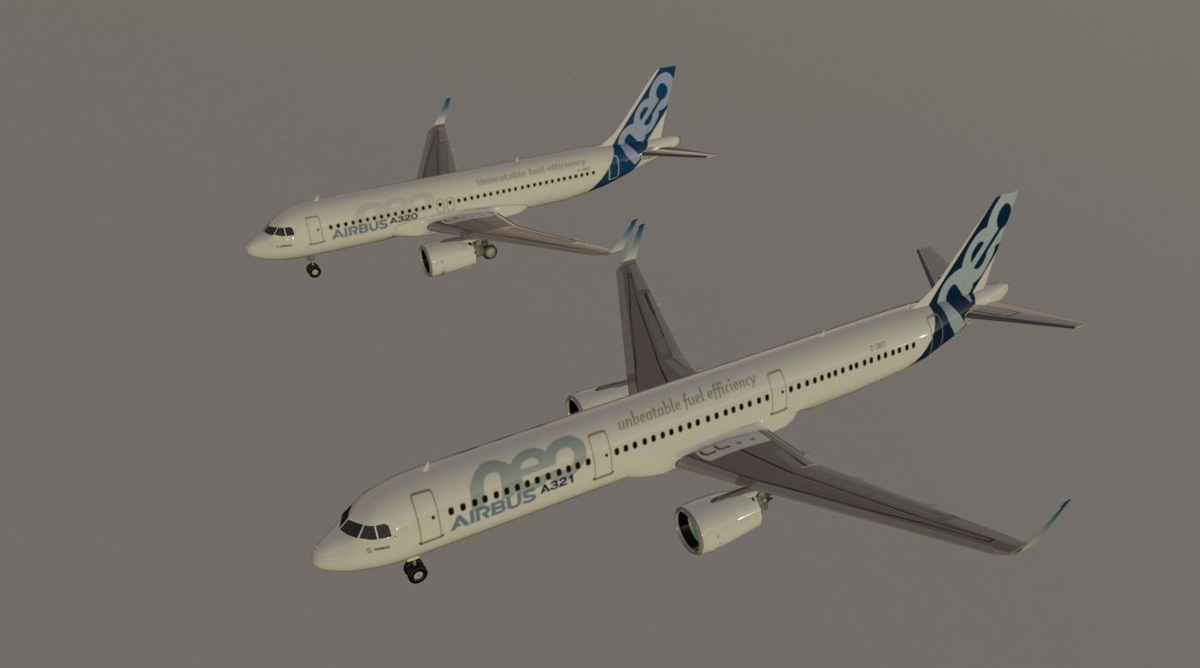 Airbus a320neo and airbus a321neo combo lowpoly Low-poly 3D model_10