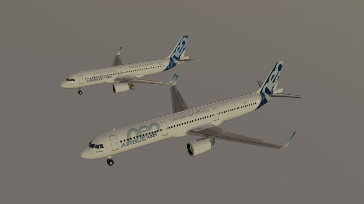 Airbus a320neo and airbus a321neo combo lowpoly Low-poly 3D model_1