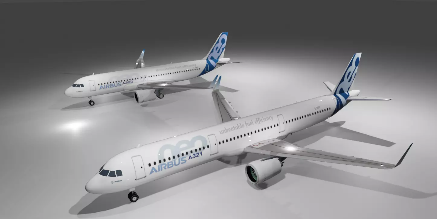Airbus a320neo and airbus a321neo combo lowpoly Low-poly 3D model_0