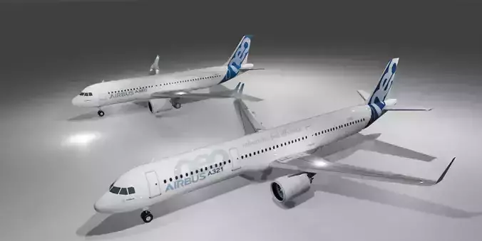 Airbus a320neo and airbus a321neo combo lowpoly