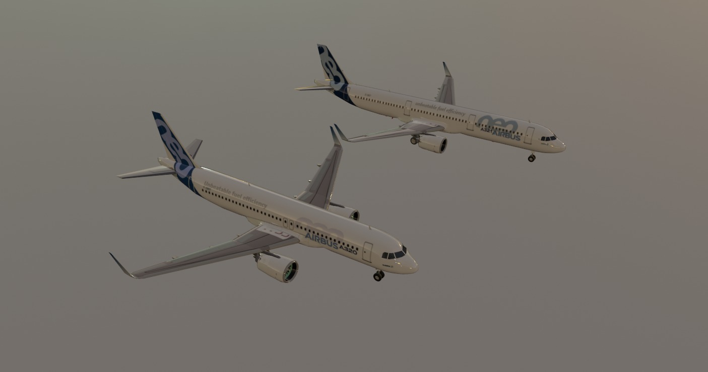 Airbus a320neo and airbus a321neo combo lowpoly Low-poly 3D model_7