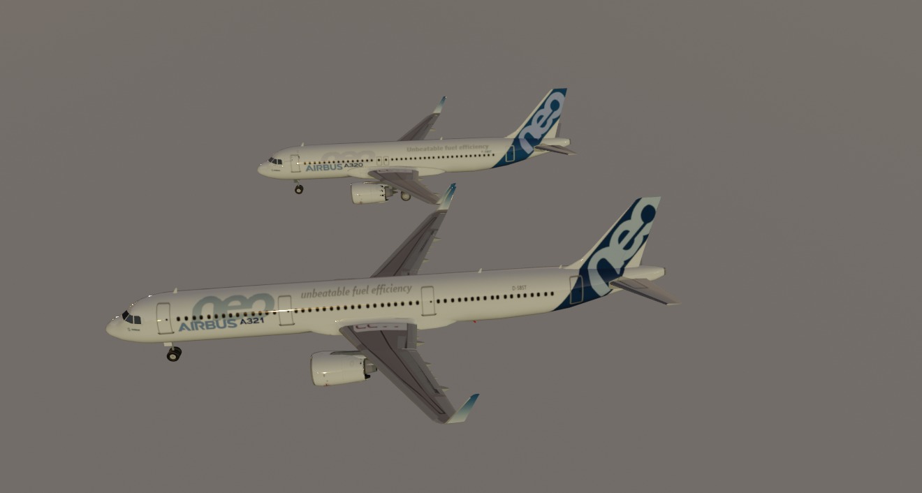 Airbus a320neo and airbus a321neo combo lowpoly Low-poly 3D model_2
