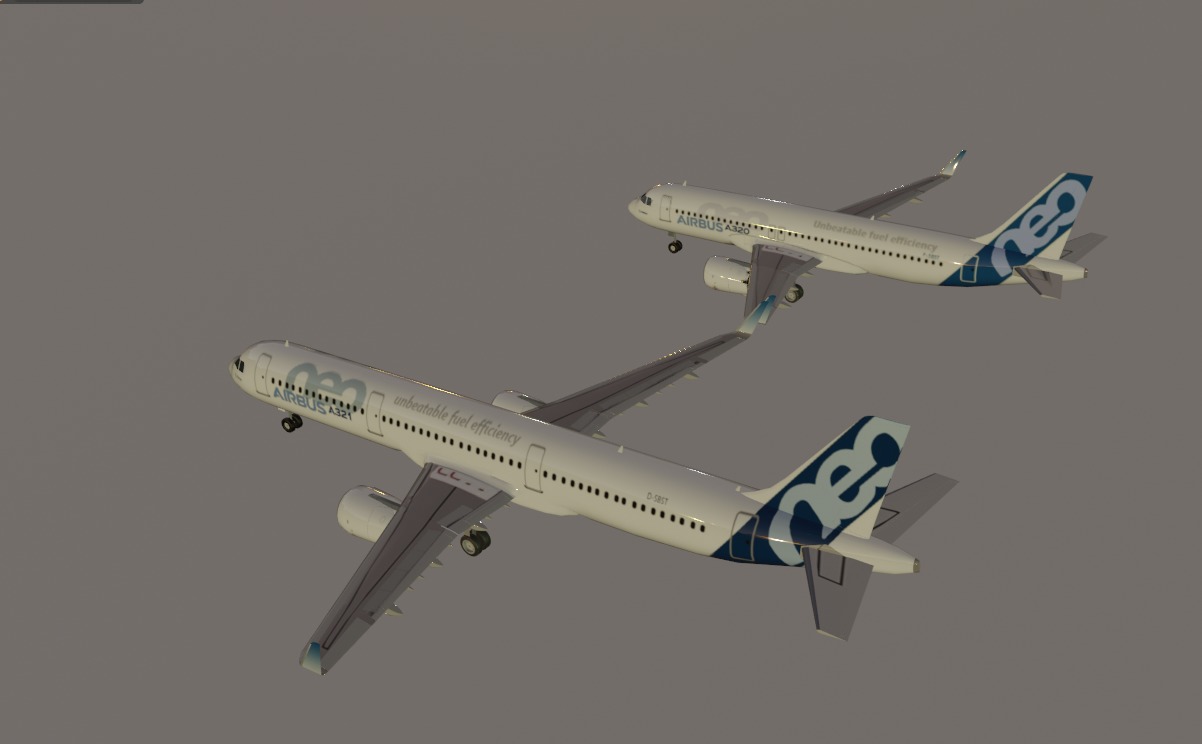 Airbus a320neo and airbus a321neo combo lowpoly Low-poly 3D model_3