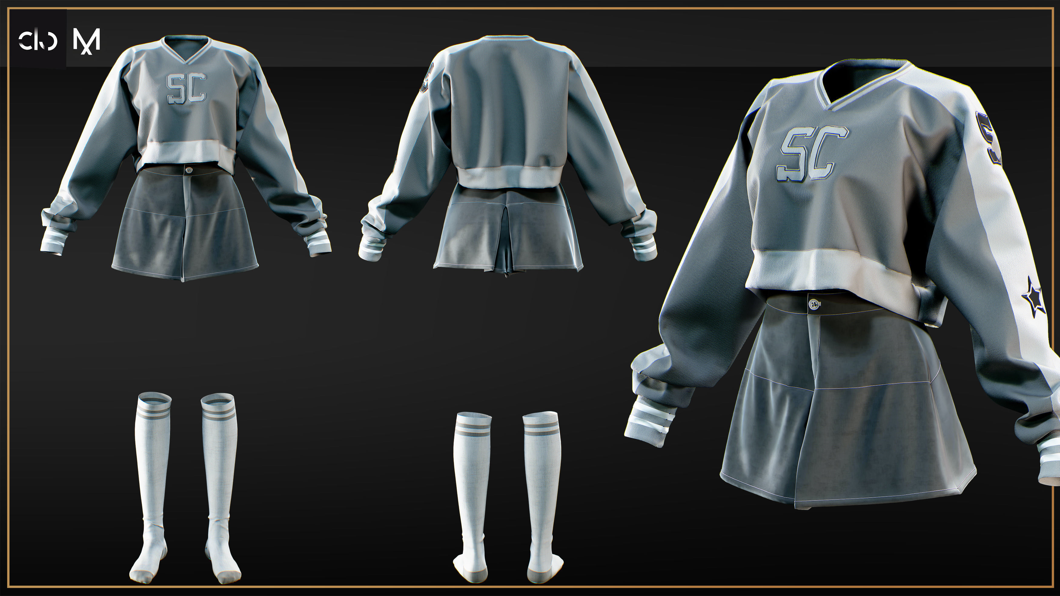 5 Woman Outfits Set 3D print model_2