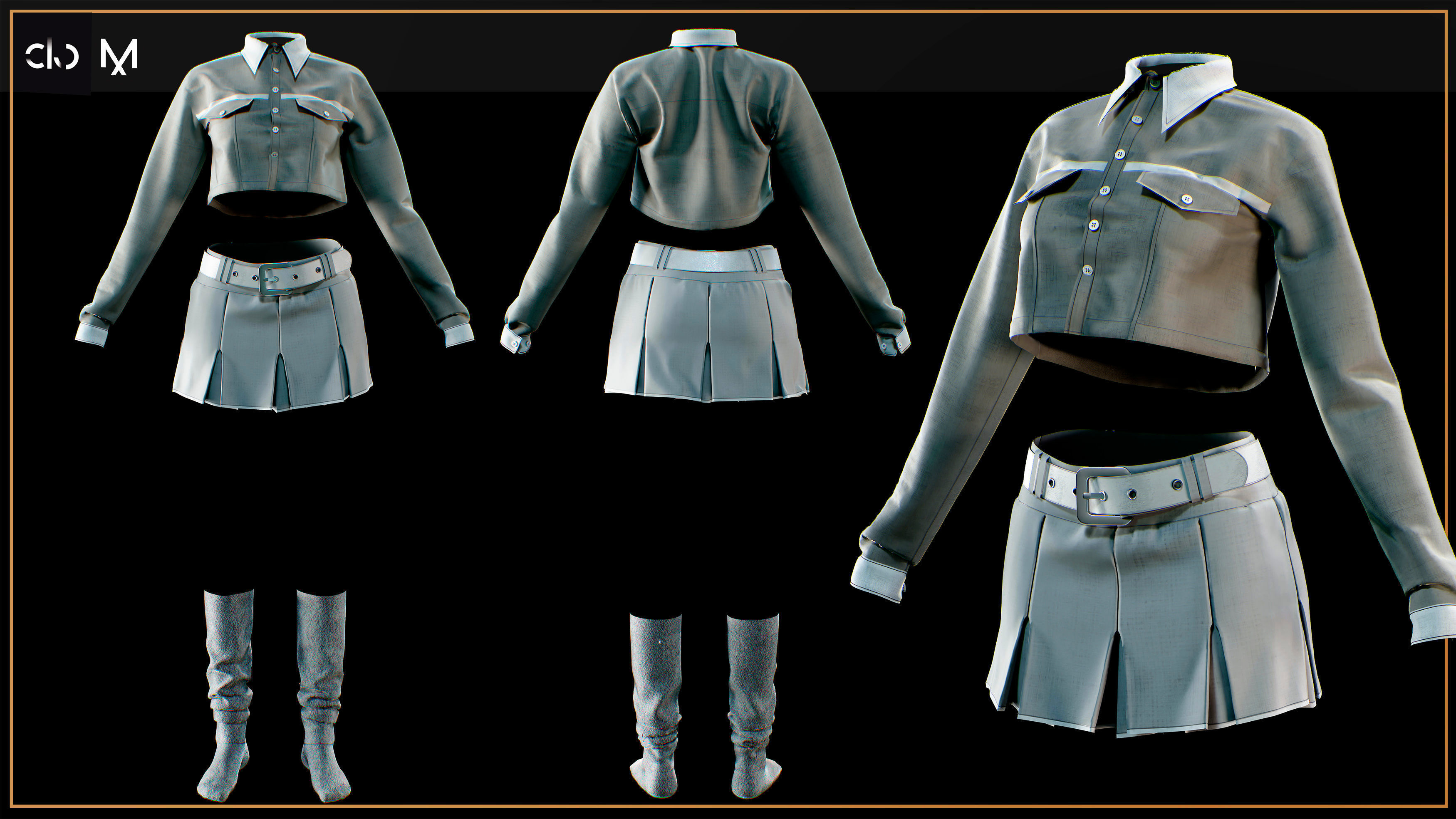 5 Woman Outfits Set 3D print model_3