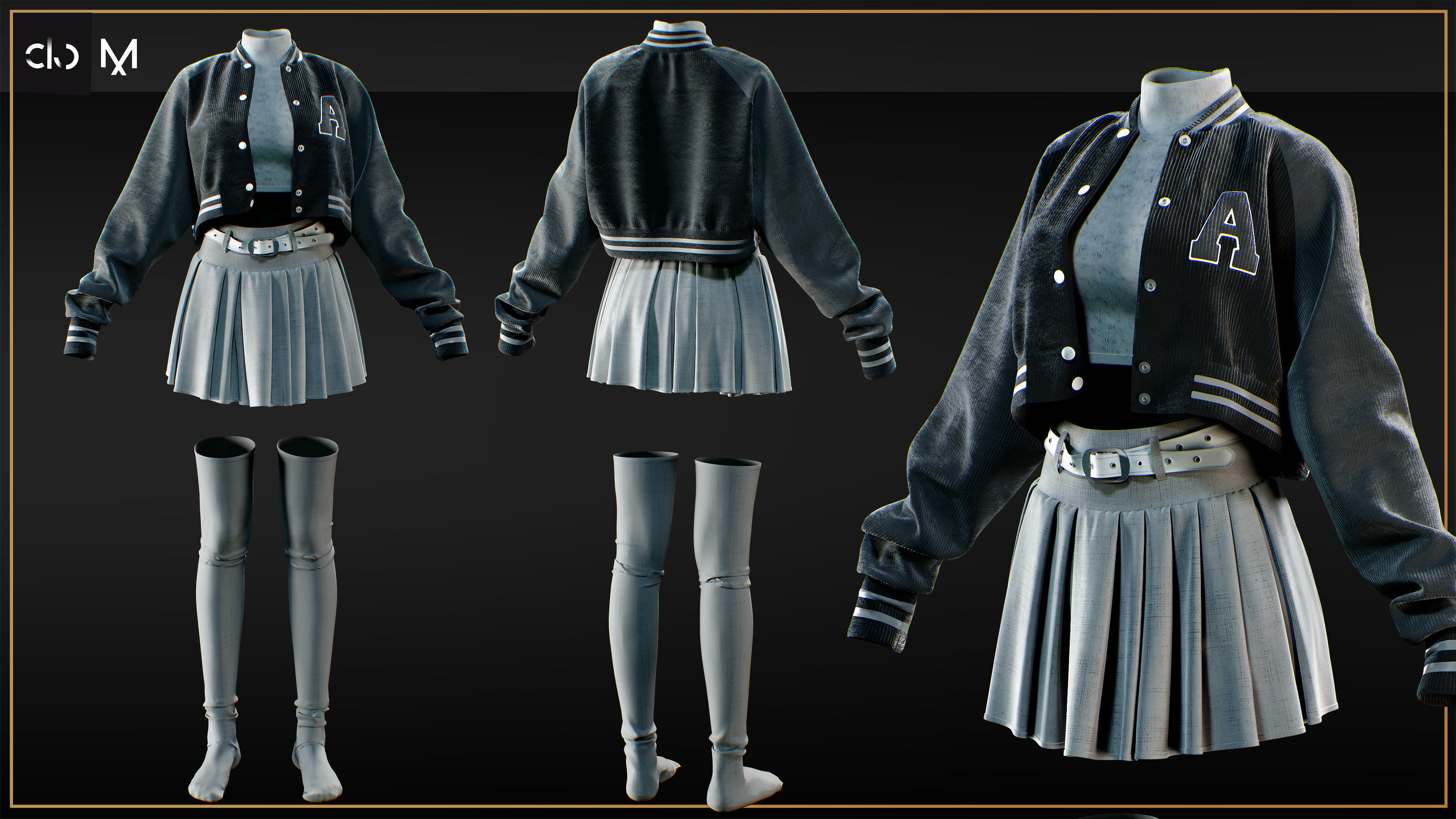 5 Woman Outfits Set 3D print model_4