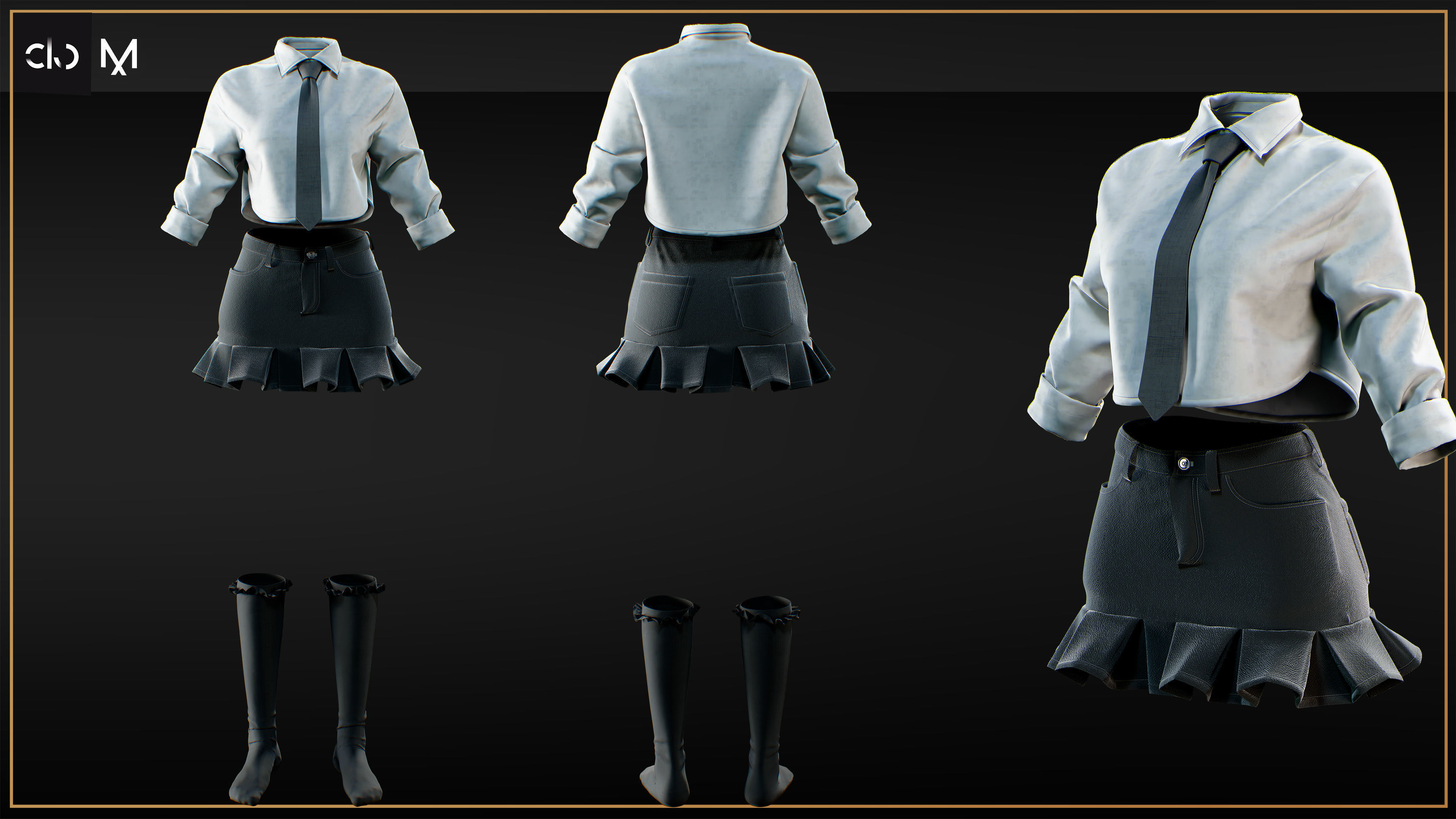 5 Woman Outfits Set 3D print model_5