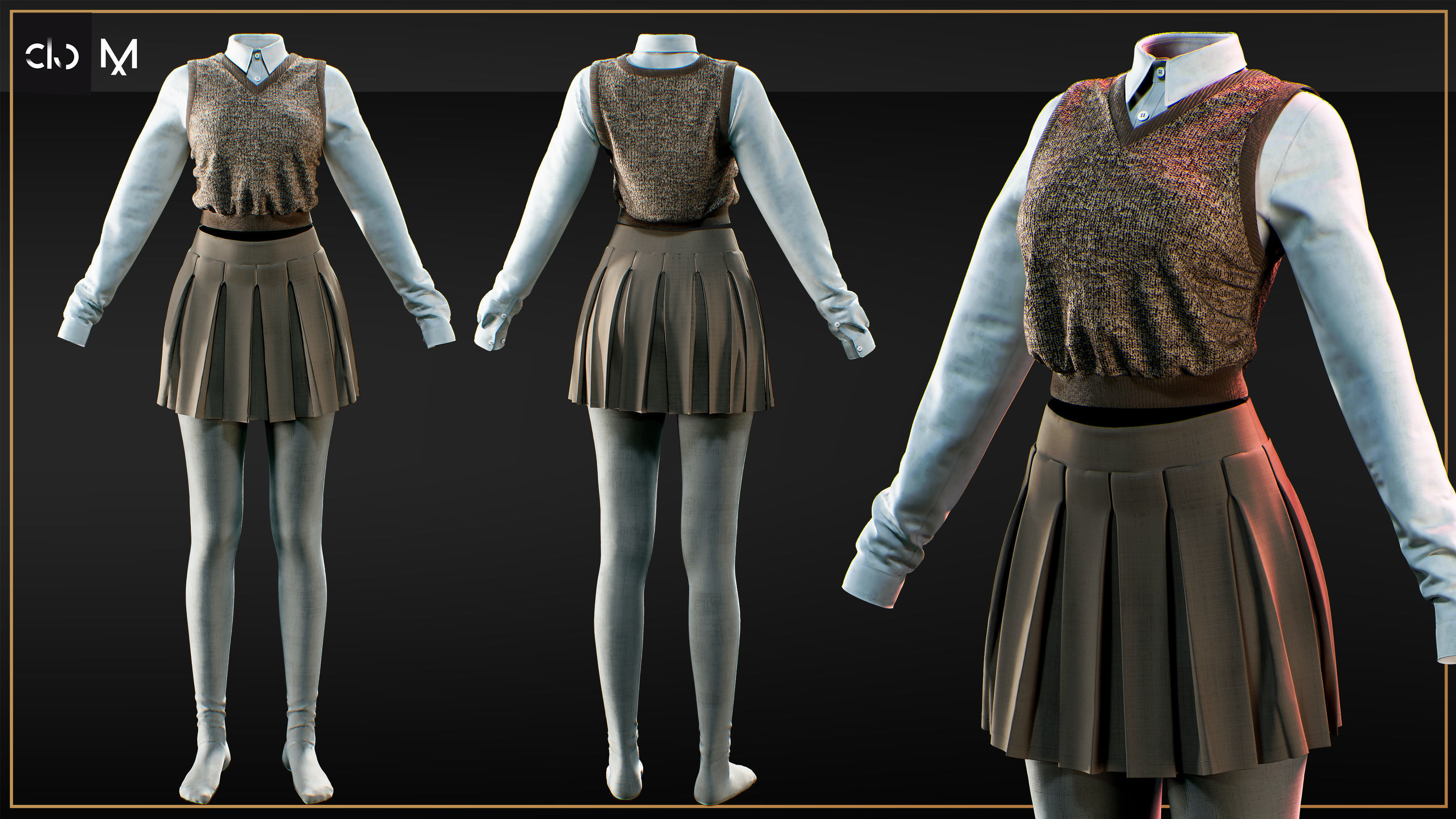 5 Woman Outfits Set 3D print model_1