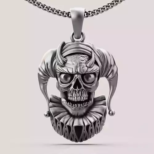 Skull joker pendant silver gold printable jewelry 3D model