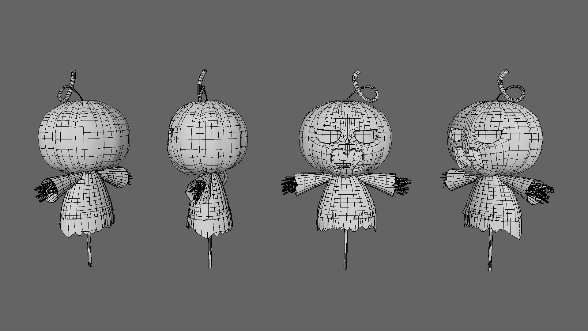 Prop111 Halloween Pumpkin Man Low-poly 3D model_7