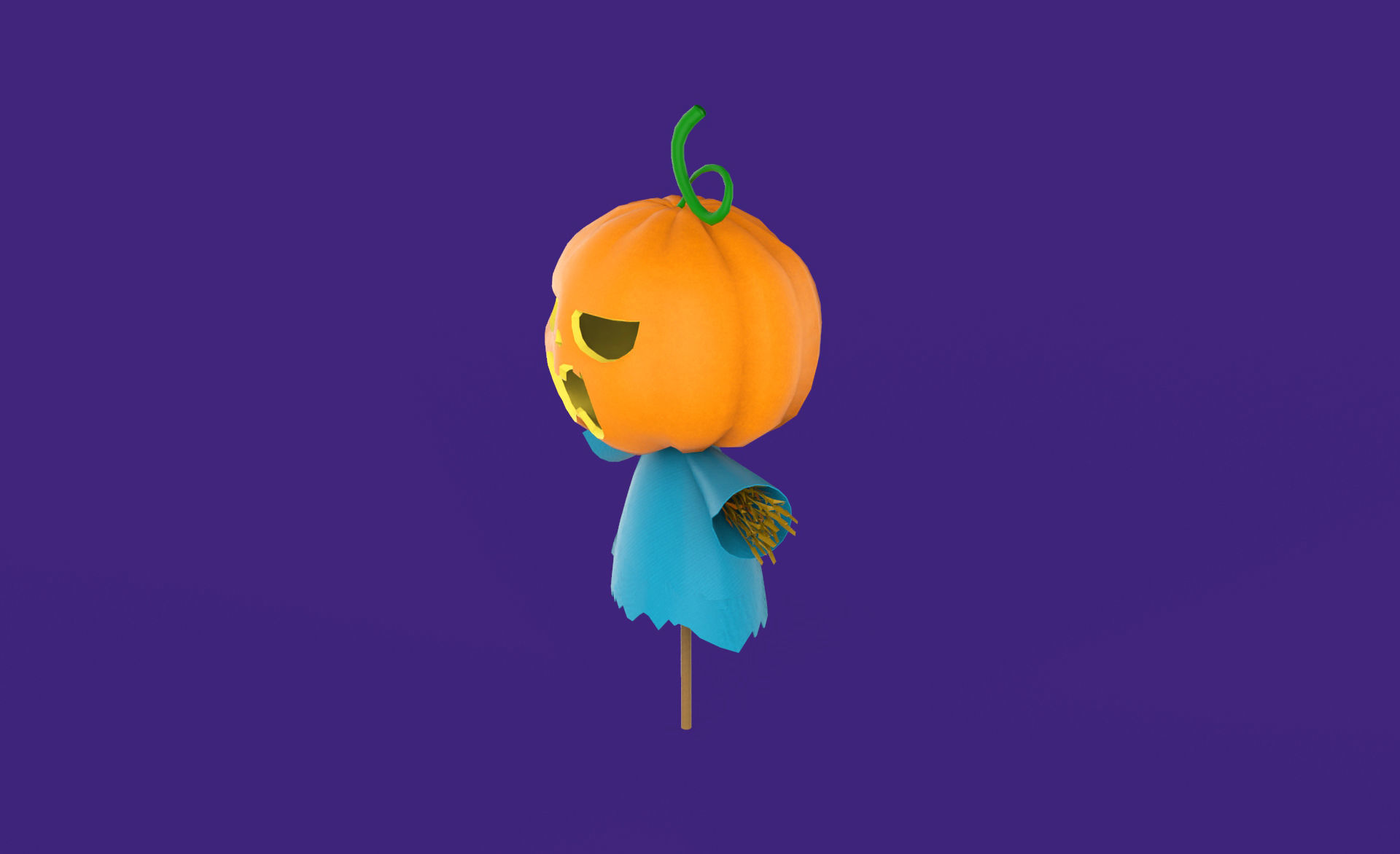 Prop111 Halloween Pumpkin Man Low-poly 3D model_3