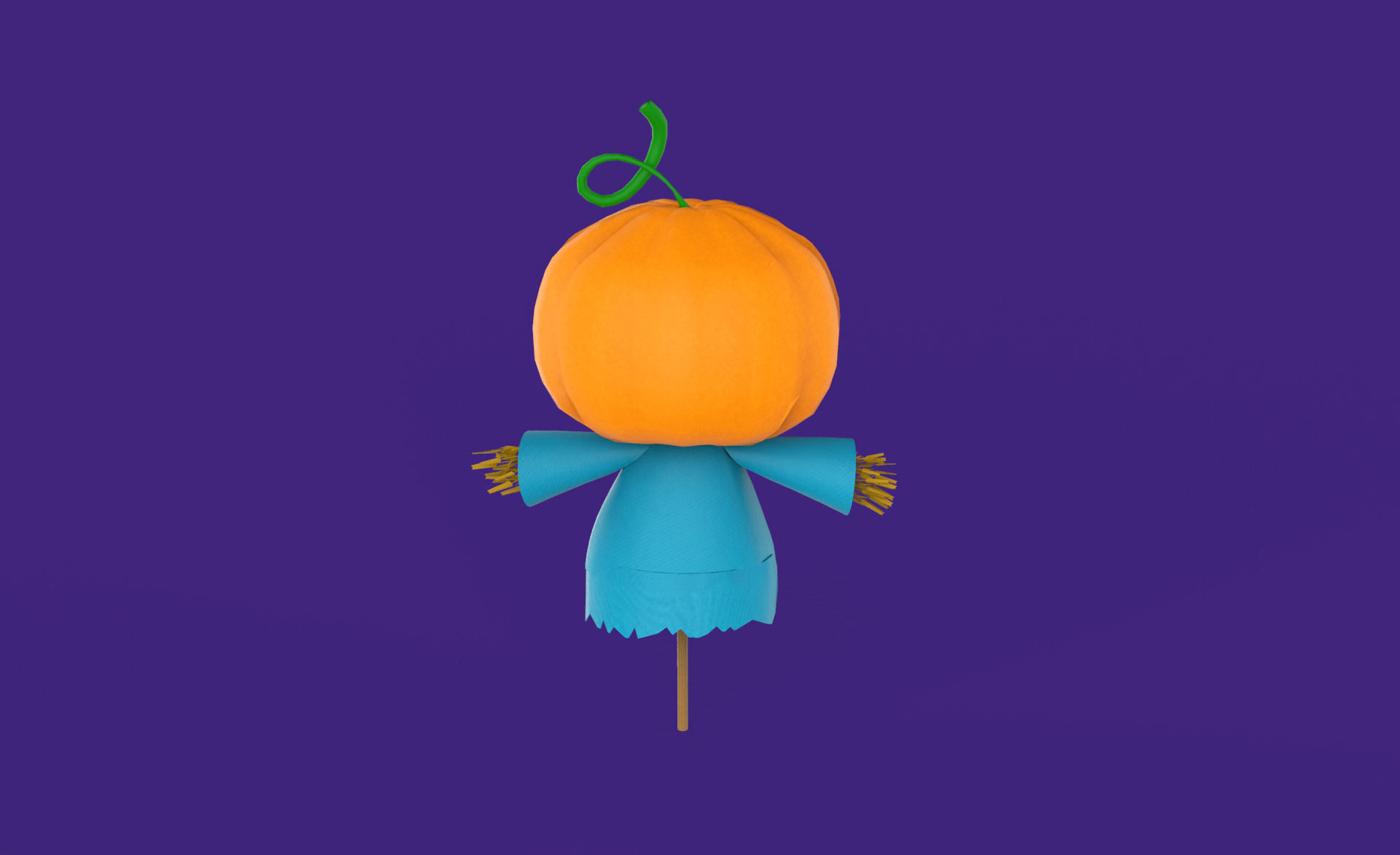 Prop111 Halloween Pumpkin Man Low-poly 3D model_9