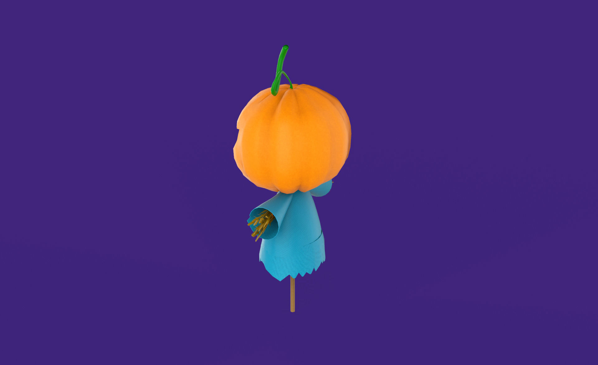 Prop111 Halloween Pumpkin Man Low-poly 3D model_4