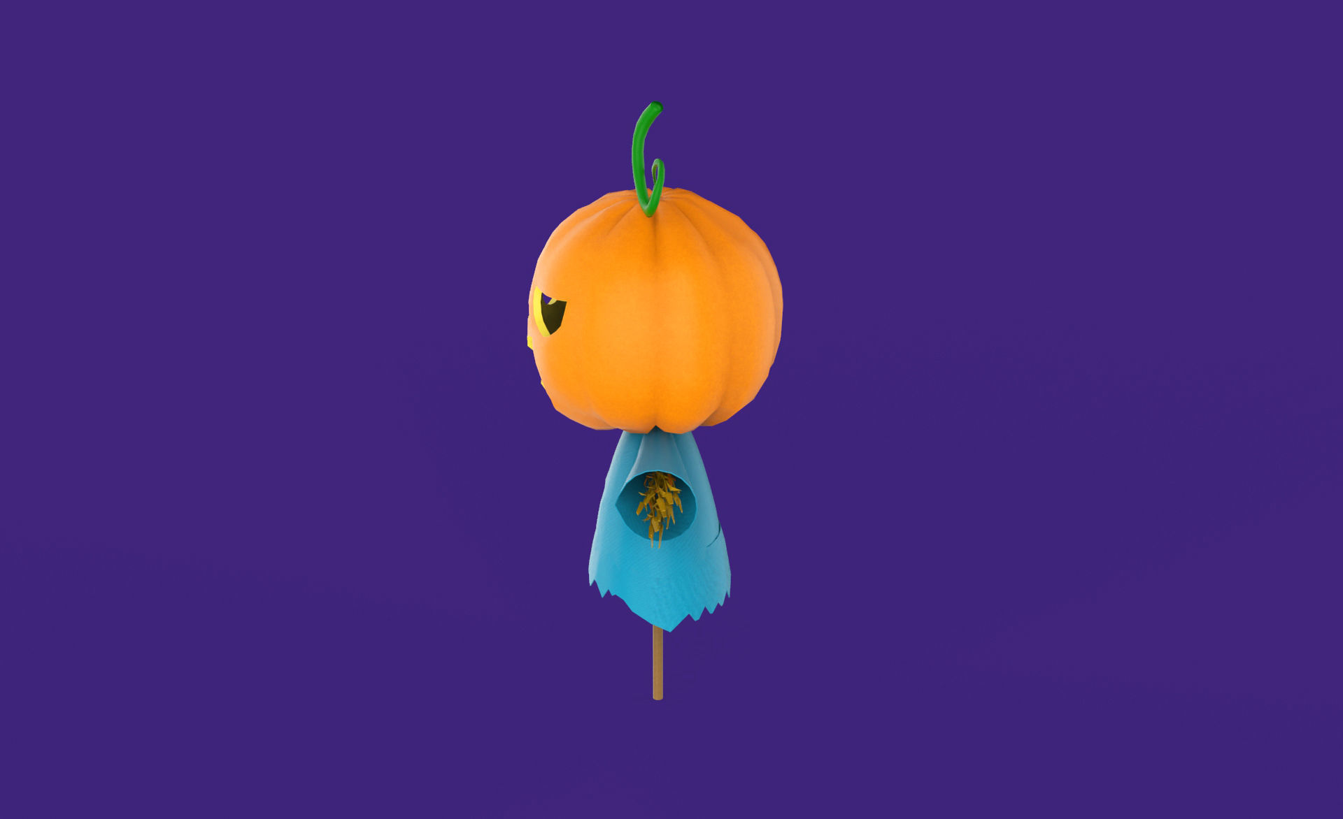 Prop111 Halloween Pumpkin Man Low-poly 3D model_2