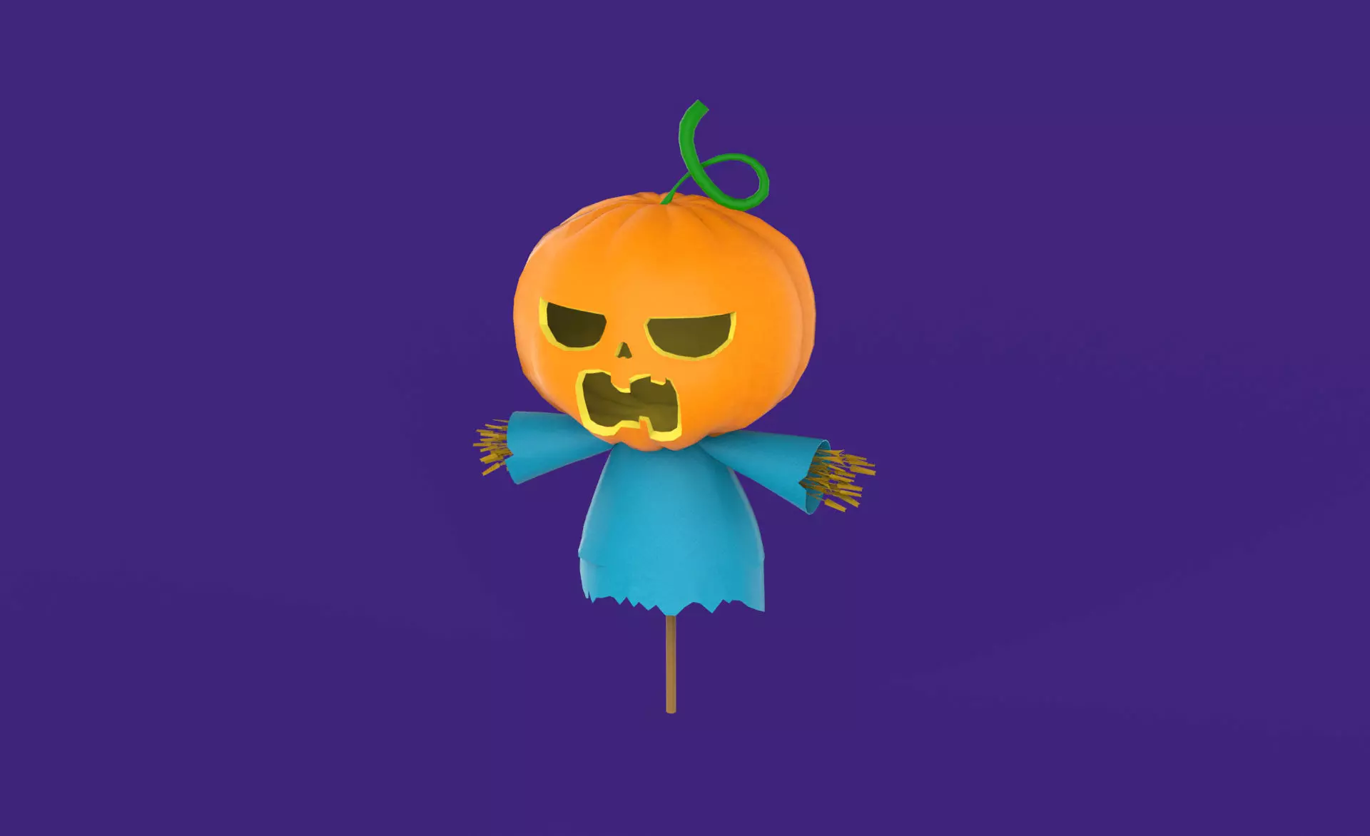 Prop111 Halloween Pumpkin Man Low-poly 3D model_0