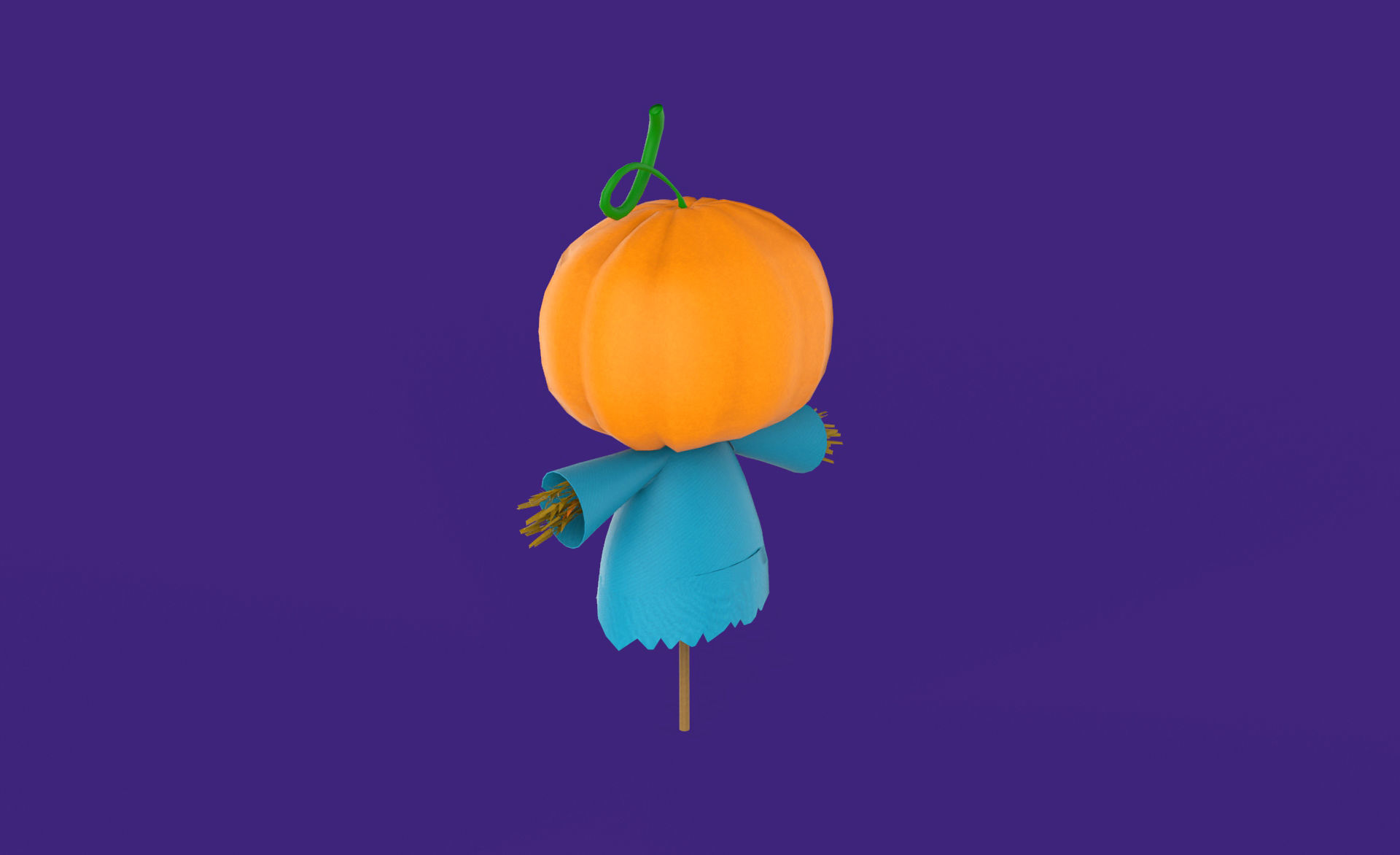Prop111 Halloween Pumpkin Man Low-poly 3D model_5