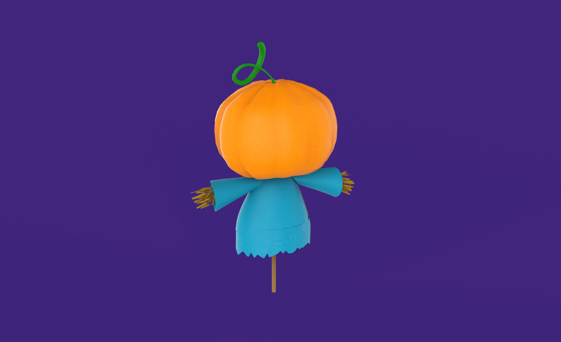 Prop111 Halloween Pumpkin Man Low-poly 3D model_6