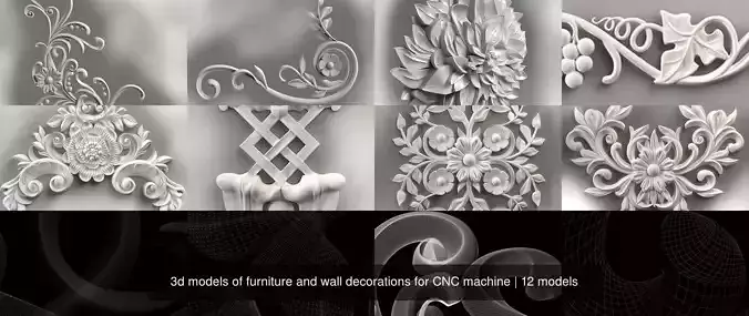 3d models of furniture and wall decorations for CNC machine