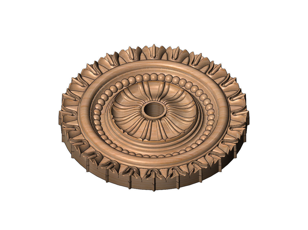 Double rib carved ceiling medallion rosette relief 3D print model_10