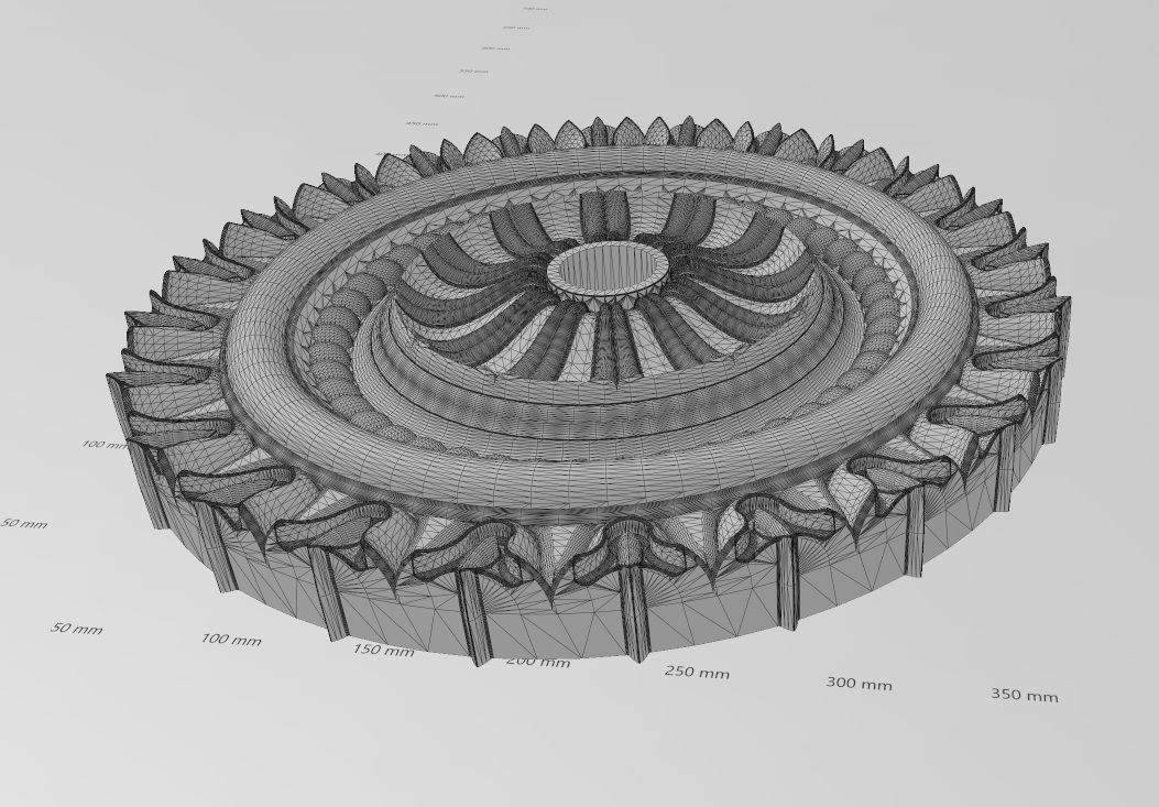 Double rib carved ceiling medallion rosette relief 3D print model_17