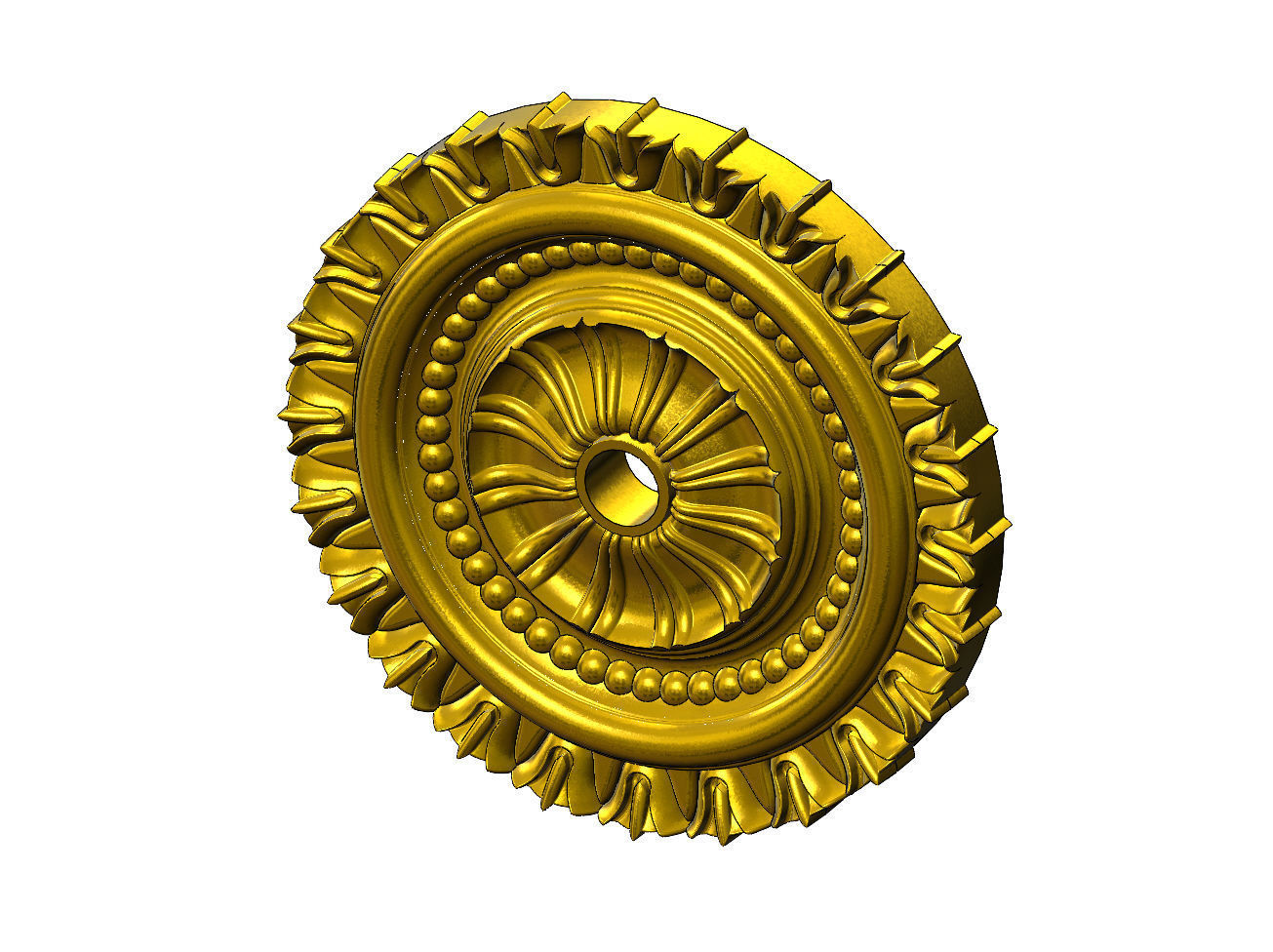 Double rib carved ceiling medallion rosette relief 3D print model_15