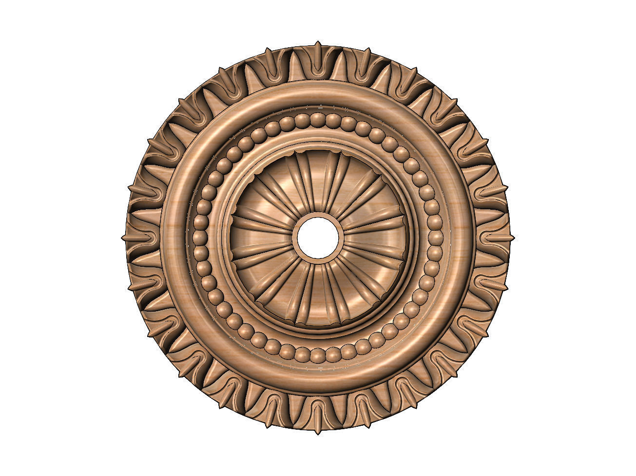 Double rib carved ceiling medallion rosette relief 3D print model_11