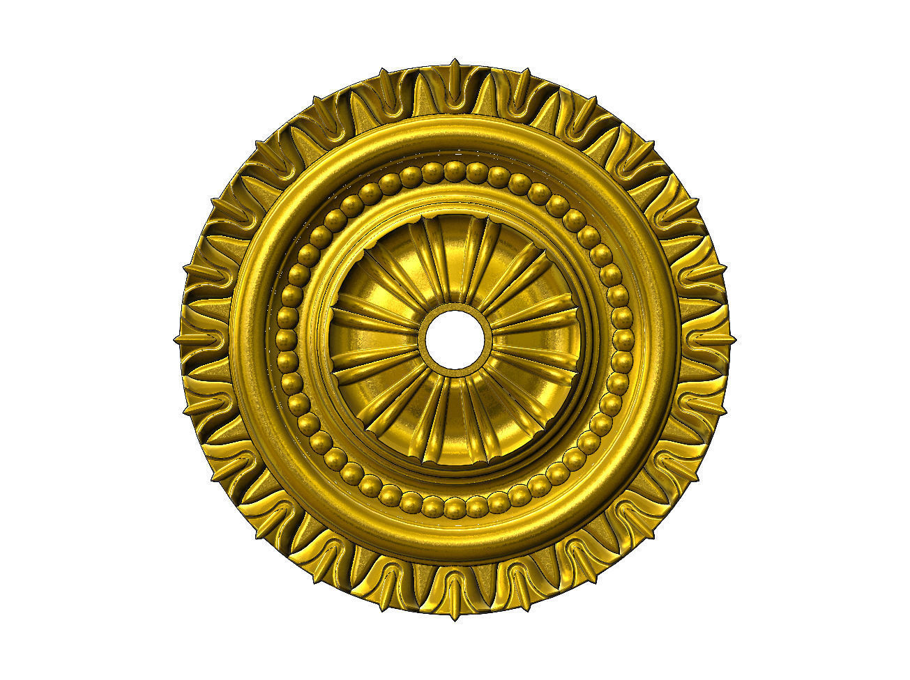 Double rib carved ceiling medallion rosette relief 3D print model_14