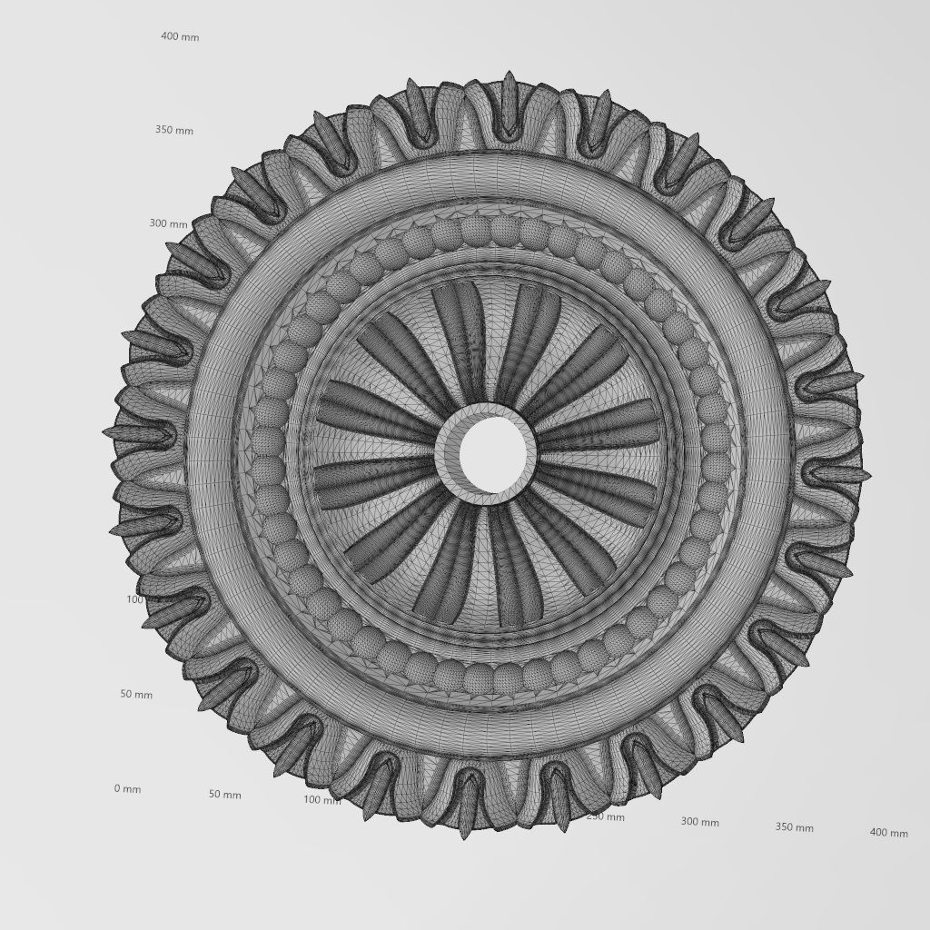 Double rib carved ceiling medallion rosette relief 3D print model_16
