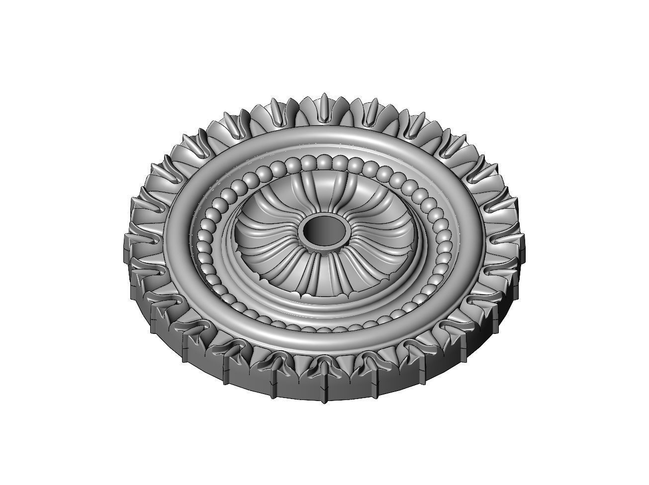 Double rib carved ceiling medallion rosette relief 3D print model_2