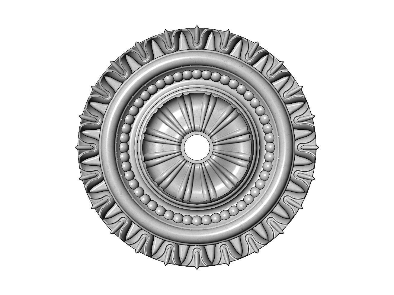 Double rib carved ceiling medallion rosette relief 3D print model_8