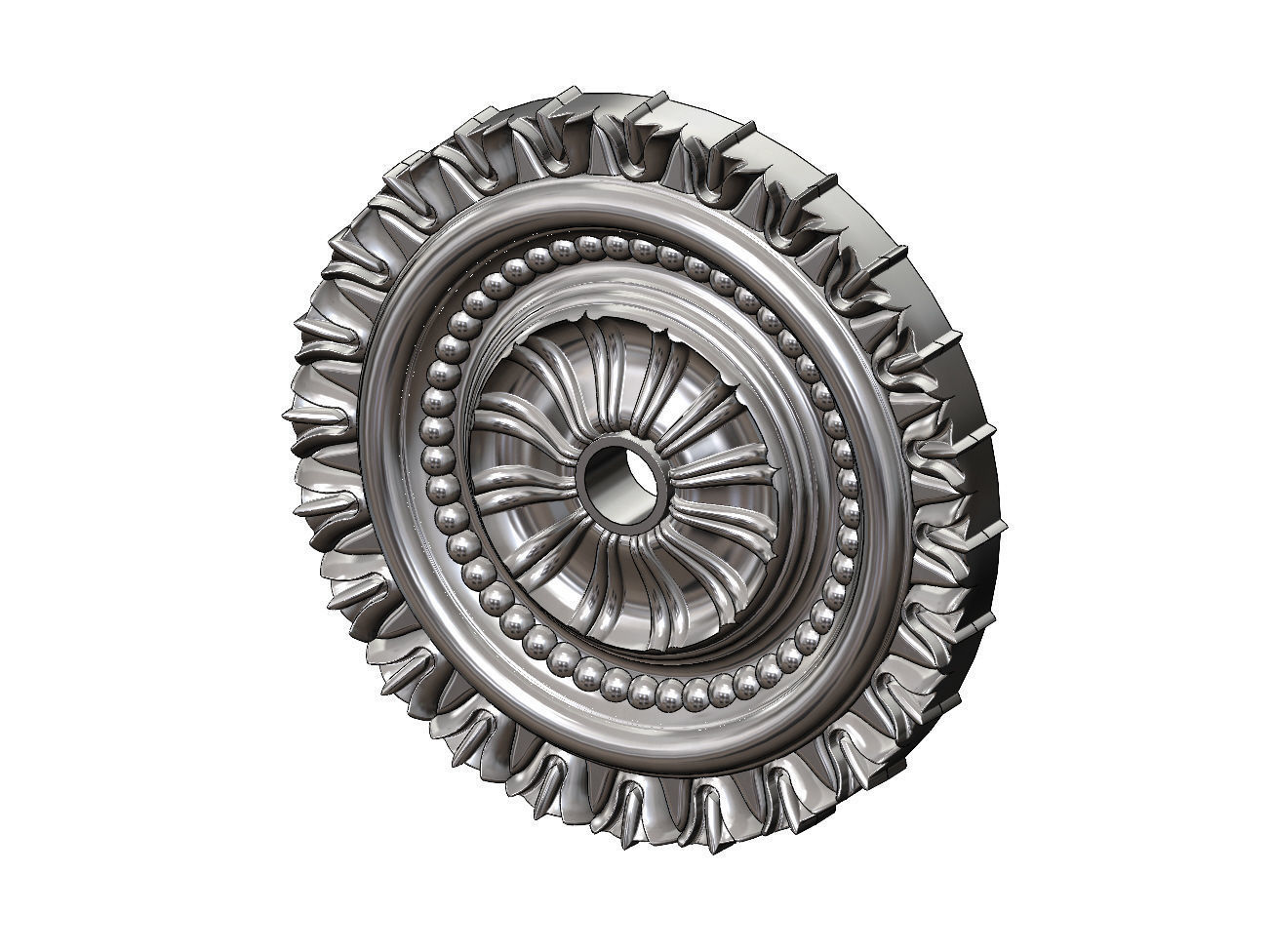 Double rib carved ceiling medallion rosette relief 3D print model_12