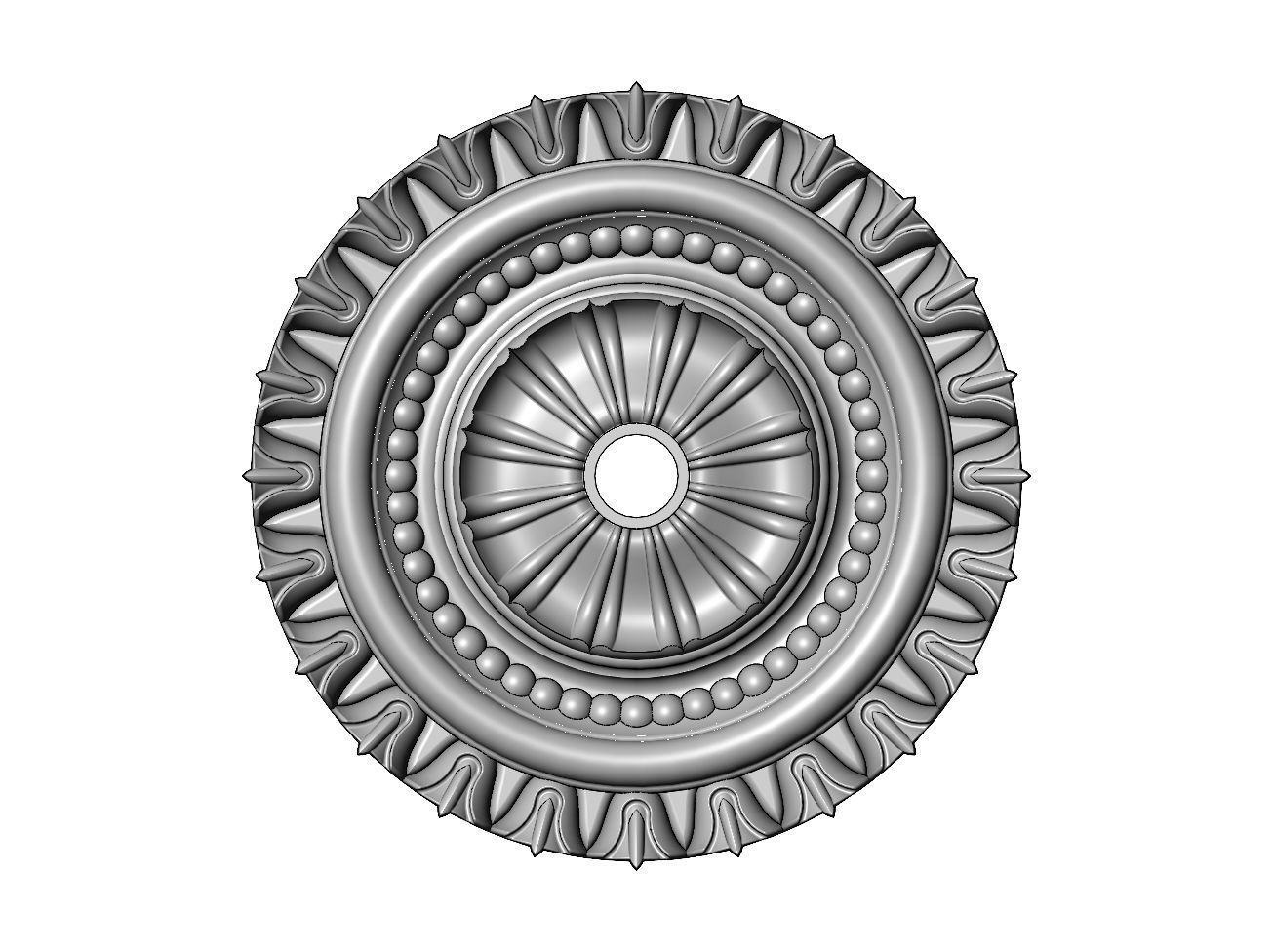 Double rib carved ceiling medallion rosette relief 3D print model_1