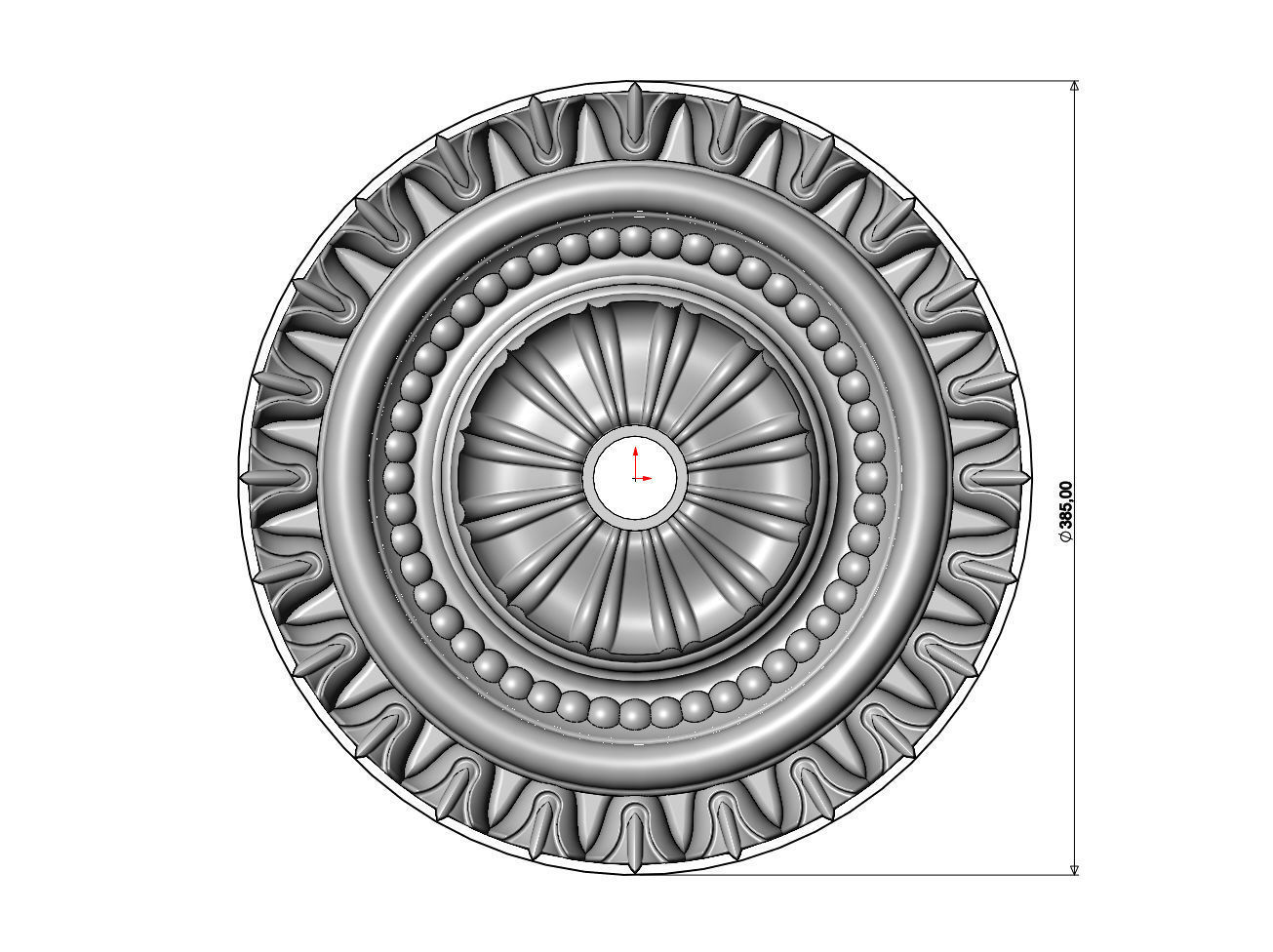 Double rib carved ceiling medallion rosette relief 3D print model_6
