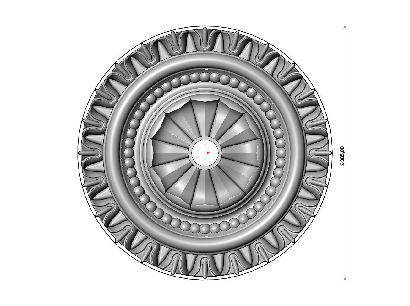 Carved facetes pattern ceiling medallion rosette relief 3D print model_6