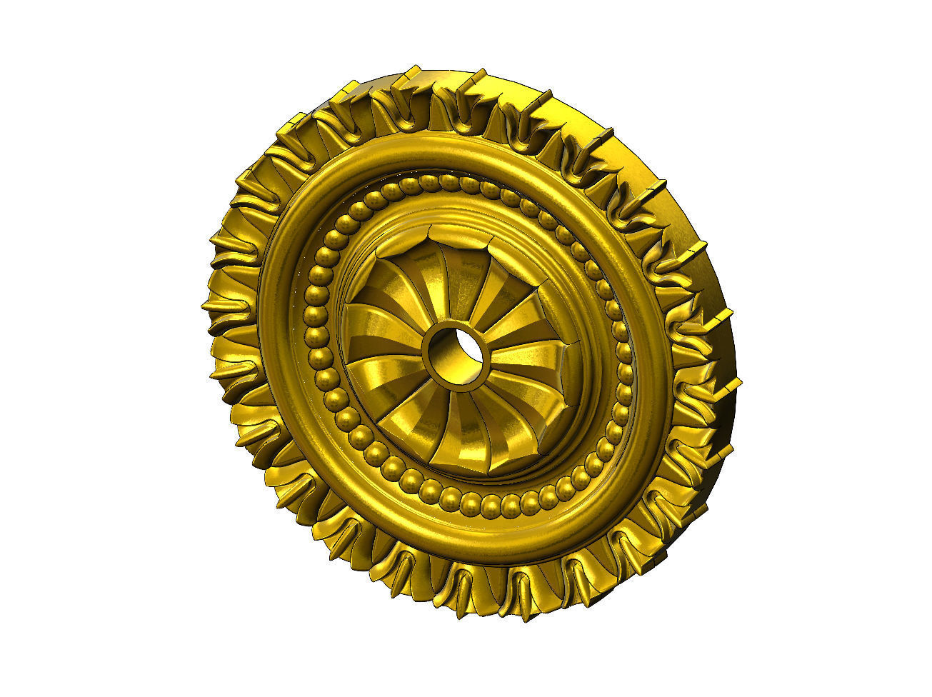 Carved facetes pattern ceiling medallion rosette relief 3D print model_15