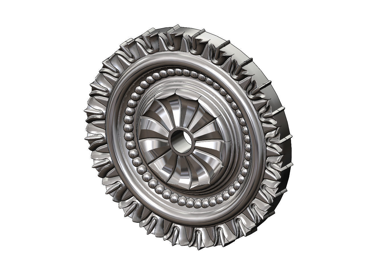 Carved facetes pattern ceiling medallion rosette relief 3D print model_12