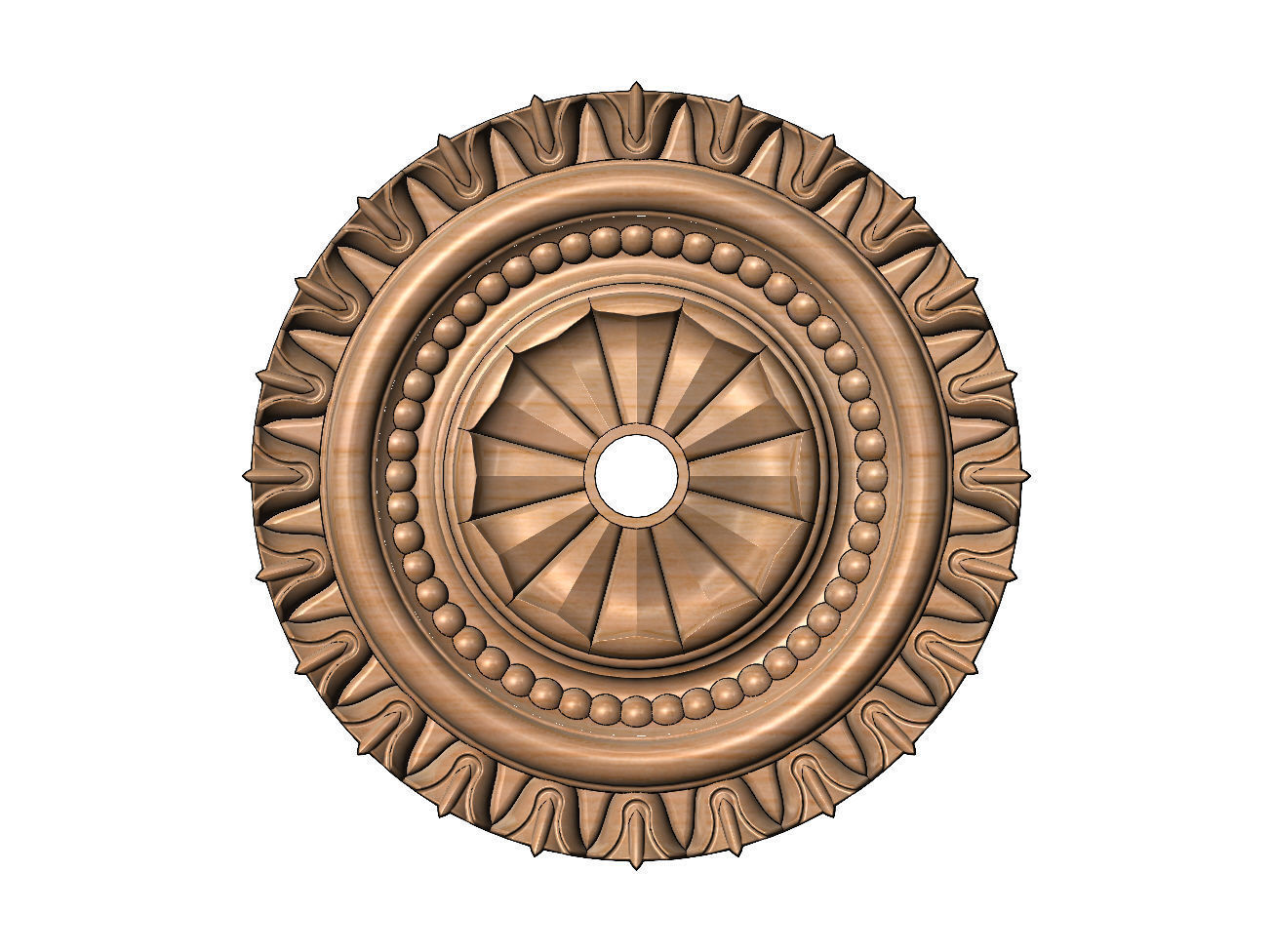Carved facetes pattern ceiling medallion rosette relief 3D print model_10